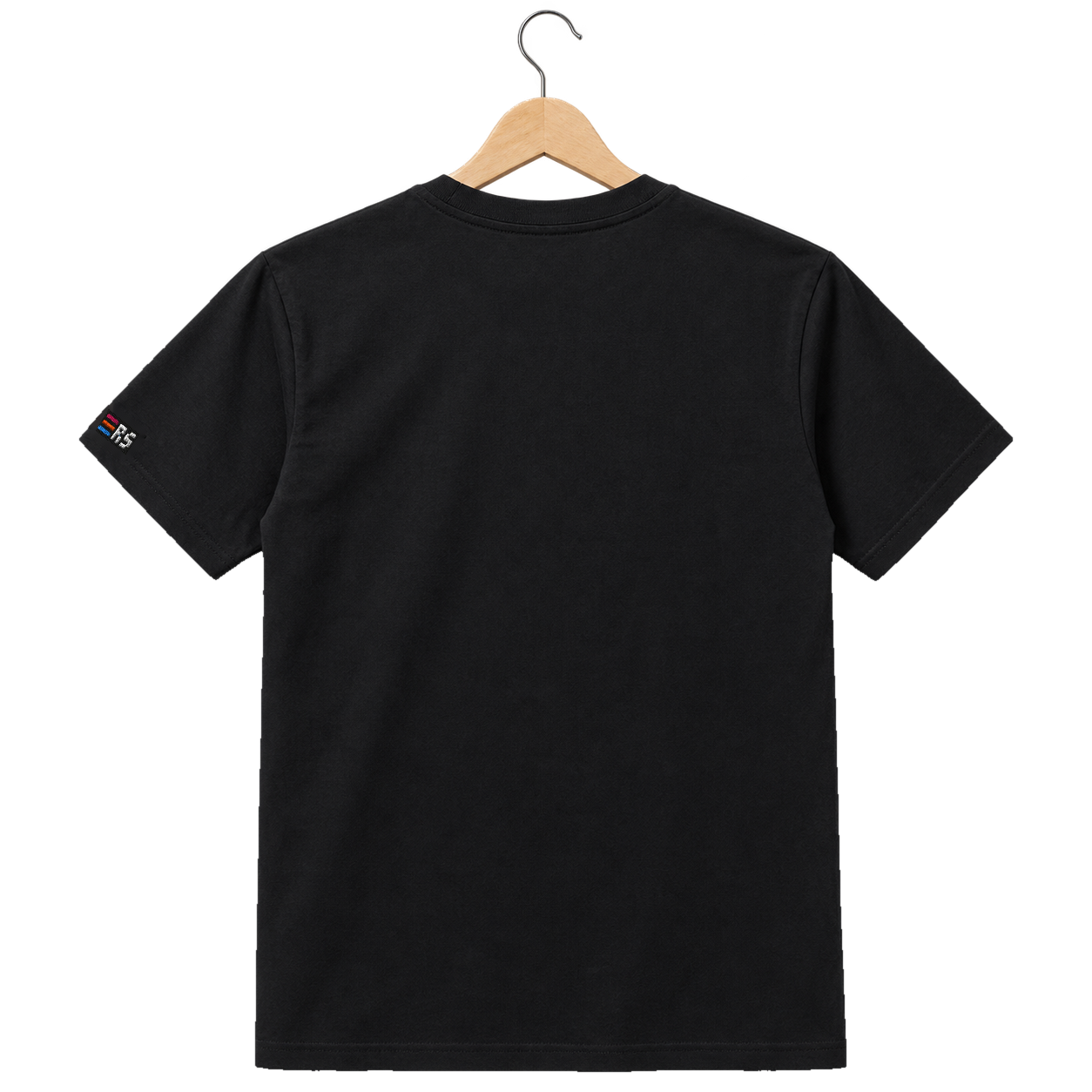 Pixel Herz Blau – Besticktes Bio T-Shirt · Schwarz · Rückansicht